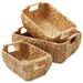 Water Hyacinth Oval Storage Baskets with Wooden Handles, Woven Bins