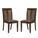 Set of 2 Vinyl Upholstered Side Chairs in Walnut and Brown