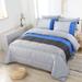 Blue Striped Comforter Set (1 Comforter, 2 Pillowcases), Super Soft Lightweight Bedding Set