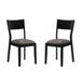 Set of 2 Padded Leatherette Dining Chairs in Black and Gray Finish