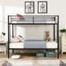 Twin Size Bunk Bed w/Under Bed Storage, Convertible Metal Bedframe, Twin Over Twin Metal Bunk Beds with 2 Ladder and Guardrail