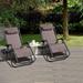 Set of 2 Steel Mesh Folding Zero Gravity Lounge Chair Recliners, Beach Chair w/Pillows and Cup Holder Trays - 24*27.5*30 inch