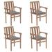 vidaXL Stackable Patio Chairs with Cushions 4 pcs Solid Teak Wood