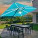 Arlmont & Co. Rositta 138" x 108" Rectangular Lighted Cantilever Umbrella in Blue/Navy | 106.3 H x 138 W x 108 D in | Wayfair