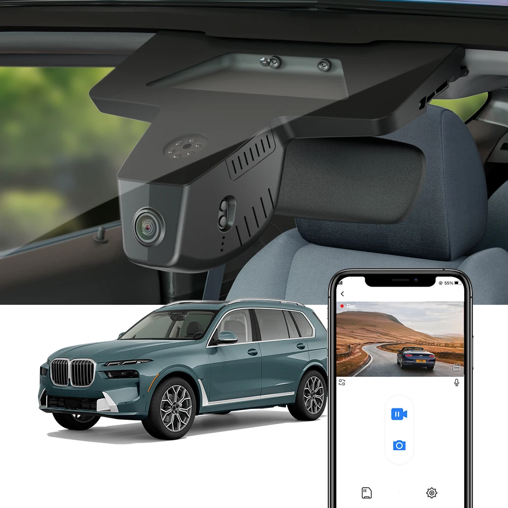 Fitcamx 4K Dash Cam für BMW X7 G07 Facelift & 7er i7 G70 2023-2026, WiFi DVR, Loop-Aufnahme Image