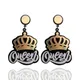 90s Y2K Neue Punk Gold Farbe Crown Acryl Brief Baumeln Ohrringe Für Frauen Weiß Königin Brief