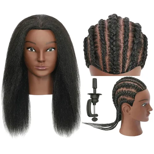 14 Zoll Kopfpuppe Mannequin Kopf echtes Haar für Kosmeto logie Puppe Kopf Friseur Friseur Trainings