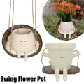 Lovely Swing Face Flower Pot Wall Planter Swing Face Planter Pot Resin Smiling Face Wall Mounted