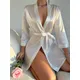 Robe kimono en satin pour femmes col en v sexy avec ceinture court vêtements de nuit peignoir