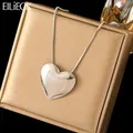 EILIECK-Collier pendentif coeur brillant pour femme acier inoxydable grand document argenté