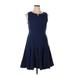 Armani Collezioni Cocktail Dress - DropWaist: Blue Solid Dresses - Women's Size 10