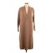 Club Monaco Casual Dress - Sweater Dress Crew Neck Long sleeves: Brown Dresses - Women's Size Large