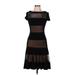 Joseph Ribkoff Cocktail Dress - A-Line: Black Stripes Dresses - Women's Size 6