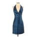 BCBGMAXAZRIA Casual Dress - Mini: Blue Dresses - Women's Size 4