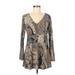 Monroe and Main Casual Dress: Tan Baroque Print Dresses - Women's Size Medium