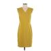 Ann Taylor Casual Dress - Shift: Yellow Solid Dresses - New - Women's Size 4 Petite