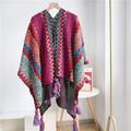 Women Autumn Winter New Colorful Thick Ponchos Knitted Ladies Cloak Warm Fashion Scarves Wraps Holiday Travel Ethnic Covers