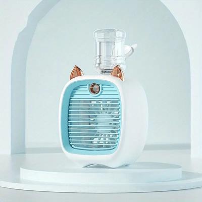 Mini Desktop Water Cooling Fan – USB Turbine Fan with LED Spray Humidifier, Personal Air Cooler