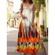 Women's Print Square Neck Long Dress Maxi Dress Sleeveless Summer
