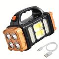 Solar Powered Tactical LED Camping Light Bright 500 Lumen Flashlight USB Rechargeable, Water Repellent, Long-Range, Outdoor Multi-Function