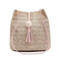 Women's Shoulder Bag Straw Bag Straw Shopping Daily Large Capacity Waterproof Breathable Solid Color Pink Fuchsia Brown