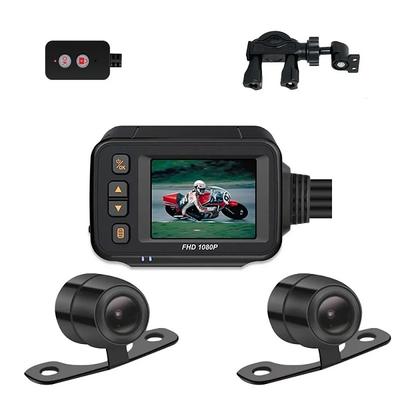 2-Inch Waterproof Motorcycle High-Definition Camera DVR Motorcycle Driving Recorder Front and Rear CamerasBlack Night Vision Box