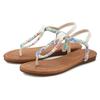 Zehentrenner LASCANA, Damen, Gr. 36, beige (beige, blau), Obermaterial: 100% Lederimitat. Futter: 100% Lederimitat. Decksohle: 100% Lederimitat. Laufsohle: 100% Synthetik, mehrfarbig, Flechtoptik, casual, Schuhe, Sandale in bunter Flecht-Optik VEGAN