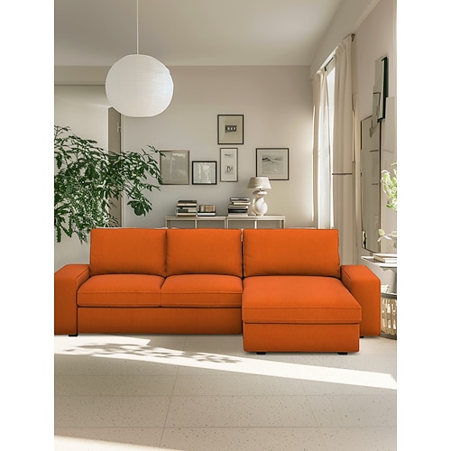 100% Baumwolle 3-Sitzer 4-Sitzer Sofabezug mit Armlehnen einfarbige gepolsterte Baumwollbezüge Image