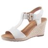 Sandalette GABOR "MILANO", Damen, Gr. 43, weiß, Kalbsleder, klassisch, Schuhe, Blockabsatz, Sommerschuh, Sandale mit Absatz in Korkoptik