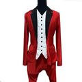 Eiskunstlaufkleid Herren Jungen Eislaufen Jacke Shirt Unten Rot Spandex Mikro-elastisch Ausbildung Eiskunstlaufkleidung Klassisch Langarm Eislaufen Eiskundstlauf