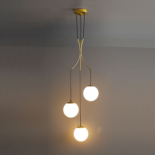 Treppen-Kronleuchter, 3/6/9 Licht, hohe Decke, modernes LED-Glas, rund, nordischer Kunst-Kronleuchter, langer Kronleuchter, weiß, Wohnzimmer, Restaurant, Hotel, Flur, Eingangstreppe Image