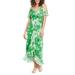 Floral Ruffle Cold Shoulder Chiffon Maxi Dress