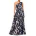 Metallic Floral One-shoulder Gown