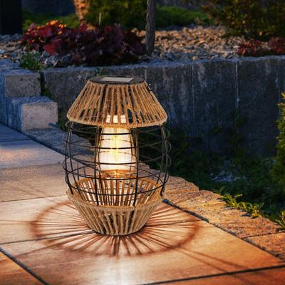 Solar Solarlaterne für Außen stehend Gartendeko Balkondeko Solarleuchten Garten Hanf, zum Aufhängen Image