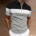 Homme Polo quart de zip Tee Shirt Golf du quotidien Vacances Quarter Zip Manche Courte Mode basique Bloc de couleur Patchwork Printemps été Standard Noir Blanche Vin bleu marine Bleu Kaki Polo quart