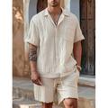 Homme Chemise Chemise boutonnée Chemise décontractée Chemisette Chemise d'été Chemise de plage Noir Bleu Beige Manche Courte Couleur unie Revers du quotidien Vacances Vêtement Tenue Mode