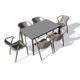 Ensemble repas de jardin 6 places en aluminium laqué gris anthracite