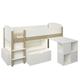 Lit mi-hauteur avec bureau et rangements pin massif blanc 90x200