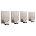 RONSHIN LingStar SUS 304 Stainless Steel Self Adhesive Hooks Key Rack Garage Storage Organizer Stick On Sticky Bathroom Kitchen Towel Hanger Wall Mount Brushed Finish - 4 Pack