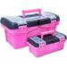 Tool Box For Women - Sewing Art Craft Organizer Box Small Large Plastic Tool Box With Handle - Toolbox Sewing Box Tool Storage Box - Portable Mini Locking Tool Boxes (2 Pack)