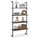 leecrd 4-Tier Ladder Shelf Bookshelf Industrial Wall Shelf w/Metal Frame Rustic Brown