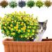 Sinhoon 8PCS Artificial Fake Outdoor Plants Flowers UV Resistant Faux Flowers Indoor Outside for Decoration Hanging Planter Wedding Garden Patio Office Home Decor Yellow