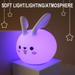 Oneshit Colorful Bunny Night Light Breathing Silicone Night Light Girls Bedroom Bedside Sleep Lovely Table Lamp Desk Lamps Clearance White