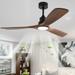 52 wood ceiling fan with lights smart fans light with remote reversible DC motor 6 speeds walnut ceiling fan light for indoor porch patio bedroom farmhouse