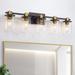 Bathroom Vanity Light 6 Light Black and Gold Bathroom Light Fixtures Sconces Wall Lighting with Clear Glass Shade Modern Brushed Gold Vanity Lighting fixtures for Bathroom Bedroom Hallway