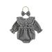 Infant Baby Girl Rompers Lovely Autumn Outfit Plaid Doll Collar Long Sleeve Ruffle Bodysuit Hairband 2pcs Clothes Set