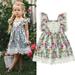 PEONAVET Toddler Baby Girls Summer Dress Toddler Kids Baby Girls Cute Summer Flying Sleeves Flowers Pattern Lace Hollow Out Backless Dress 12-18 Months Toddler Baby Dress - Summer Savings Clearance