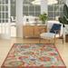 Nourison Aloha Indoor Outdoor Red Multicolor 5 3 x 7 5 Area Rug Easy Cleaning Non Shedding Bed Room Living Room Dining Room Kitchen (5x7)