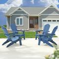 CHYVARY 4 Pcs Folding Adirondack Chair Patio Outdoors Weather Resistant Plastic Fire Pit Chair for Lawn and Backyard Navy Blue