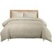 Damask Striped 600-Thread-Count 100-Percent Cotton 3PC King-California King Duvet Cover Set With Buttons Enclosure Beige